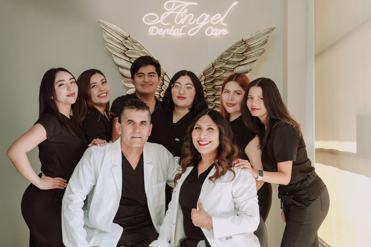 The Angel Dental Care team in Tijuana, Mexico, led by Dr. Carlos Wheeler Rodriguez and Dr. Marisela Topete Wheeler — Border Care Dental's partner clinic.